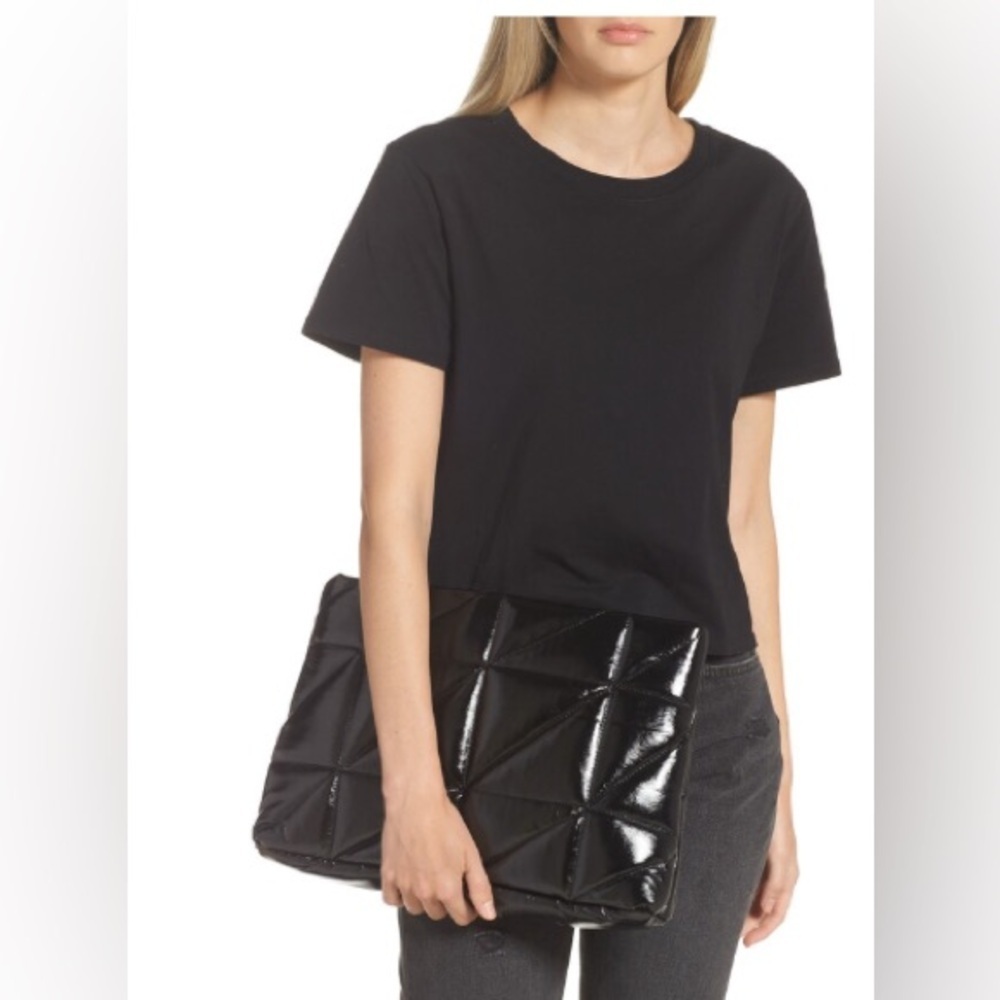 Topshop Glossy Black Geometric Clutch - Picture 1 of 8